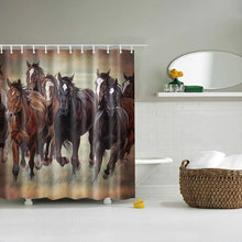 Carica l&#39;immagine nel visualizzatore della Galleria, Stivali da cowboy retrò occidentali Cappello Cavalli Tende da doccia Tenda da bagno impermeabile Tenda da doccia stampata per bagno con 12 ganci