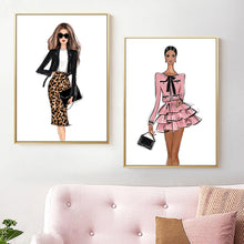 Carica l&#39;immagine nel visualizzatore della Galleria, Parigi Sexy Girl Fashion Dress Wall Art Canvas Painting Nordic Poster e stampe Decorazione del salone Immagini a parete per soggiorno
