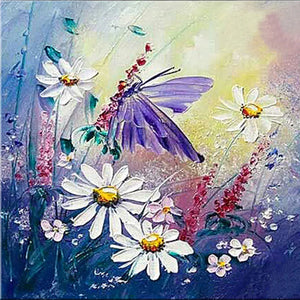 Large Handpainted beautiful butterfly and flowers Oil Painting on Canvas Modern Abstract Home Decor Wall Art Picture Handmade