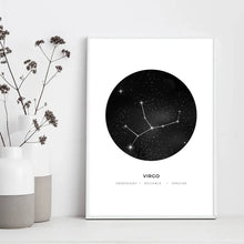 Загрузите изображение в программу просмотра галереи, Созвездия, настенная живопись на холсте для детской комнаты, знак зодиака, астрология, черный, белый цвет, принт, скандинавские детские украшения, фотографии