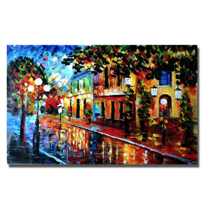 Handpainted Oil Painting On Canvas knife thick oil street view Modern Wall Art picture handmade for Room home Decor no Framed