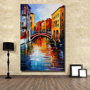 Large size 100% handpainted knife riverside Oil Painting On Canvas Wall Art picture for sitting Room home Decoration no frame