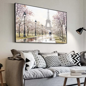 Romántico cuadro sobre lienzo para pared de la torre de París, amante de la pared en París, impresiones artísticas de paisaje de la calle para sala de estar, Cuadros
