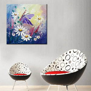 Large Handpainted beautiful butterfly and flowers Oil Painting on Canvas Modern Abstract Home Decor Wall Art Picture Handmade