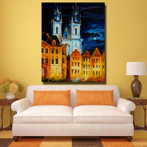 Large size 100% Handpainted Oil Painting On Canvas knife europe build  Wall Art picture for Room home Decoration