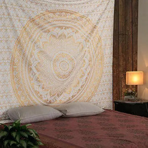 Tapiz de Mandala blanco Hippie para colgar en la pared, colcha bohemia, cubierta de sofá, decoración de mandala DIY para el hogar