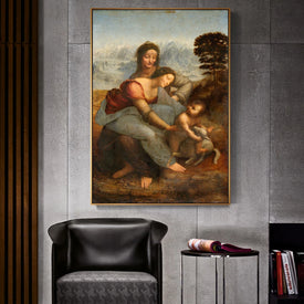 La Vergine col Bambino e Sant'Anna Famose riproduzioni di dipinti su tela d'arte Leonardo da Vinci Stampe su tela per pareti Decor