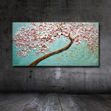 Cargar imagen en el visor de la galería, Free shipping unique Abstract Blue pink flowers 100% Handmade oil Painting Pictures Wall art Decoration Oil Painting on Canvans
