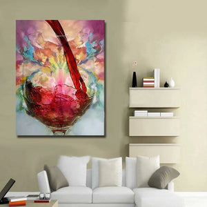 Modern Abstract wall Art Handpainted Oil Painting wine on Canvas Wall Picture for Living Room Home Wall Decoration no frame