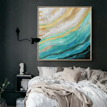 Laden Sie das Bild in den Galerie-Viewer, Beautiful picture Handmade abstract Oil Painting On Canvas gold and blue Wall art Picture For Living Room Home Decor unframed