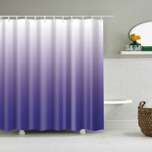 Cortina de ducha con gradiente personalizada, cortina de baño impermeable, colorida, azul y púrpura, con 12 ganchos para decoración del baño