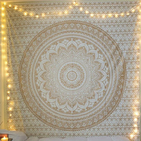 Meijuner Mandala Arazzo Arazzo indiano Arazzo boemo Arazzo da parete Appeso a parete Pared Appeso a parete Biancheria da letto in oro MJ093