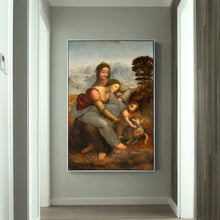 Carica l&#39;immagine nel visualizzatore della Galleria, La Vergine col Bambino e Sant&#39;Anna Famose riproduzioni di dipinti su tela d&#39;arte Leonardo da Vinci Stampe su tela per pareti Decor