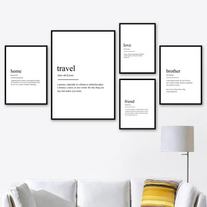 Home Friend Travel Love Definition Quotes Nordic Posters And Prints Wall Art Canvas Painting Wall Pictures For Living Room Decor