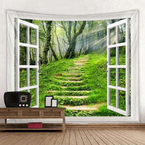 Hermoso paisaje forestal impreso tapiz de pared grande barato Hippie colgante de pared tapices de pared bohemios Mandala Arte de la pared Decoración