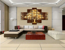 Cargar imagen en el visor de la galería, Excelente artista hecho a mano, pintura al óleo de oro abstracto de alta calidad sobre lienzo, hermosa pintura al óleo abstracta de árbol dorado para pared