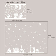 Carica l&#39;immagine nel visualizzatore della Galleria, Snowy Night Village Adesivo elettrostatico Vetro per finestre Adesivi murali di Natale Decalcomanie per la casa Decorazione Carta da parati artistica di Capodanno