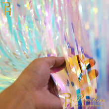 Cargar imagen en el visor de la galería, Precioso telón de fondo, cortinas de oropel con flecos, cortina de papel de aluminio, unicornio, Baby Shower, boda, decoración de fiesta de cumpleaños, accesorios para fotomatón