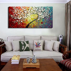 New 100% Hand-painted Abstract Oil Painting modern tree 3D Knife flower Painting on the Canvas Pictures wall Art Home Decoration