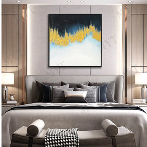 POP Modern Hand-painted abstract Oil Painting On Canvas gold simple painting Wall art Picture For Living Room Home Decor