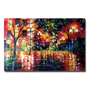 Handpainted Oil Painting On Canvas knife thick oil street view Modern Wall Art picture handmade for Room home Decor no Framed