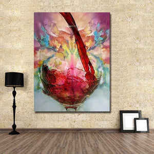 Modern Abstract wall Art Handpainted Oil Painting wine on Canvas Wall Picture for Living Room Home Wall Decoration no frame