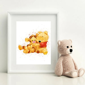 Winnie the Pooh Watercolor Posters and Prints Nursery Wall Art Canvas Painting Cartoon Wall Pictures Baby Girls Room Decoration