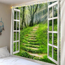 Laden Sie das Bild in den Galerie-Viewer, Wunderschöne Waldlandschaft, bedruckt, großer Wandteppich, preiswerter Hippie-Wandbehang, böhmische Wandteppiche, Mandala-Wandkunst-Dekor