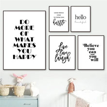 Carica l&#39;immagine nel visualizzatore della Galleria, Vivere Amore Ridere Citazioni Ispiratrici Wall Art Canvas Pittura Nero Bianco Stampe Poster da parete per soggiorno Modern Home Decor AL132