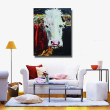 Carica l&#39;immagine nel visualizzatore della Galleria, Hot sale handpainted Abstract animal Grazing cow Oil Painting on Canvas Wall art Pictures for Room home Decoration No Frame