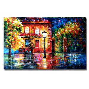 Handpainted Oil Painting On Canvas knife thick oil street view Modern Wall Art picture handmade for Room home Decor no Framed