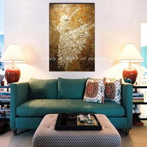 Mintura Handpainted Abstract Thick Texture Ballet Dancer Oil Painting On Canvas,Wall Art,Picture For Living Room,Home Decoration