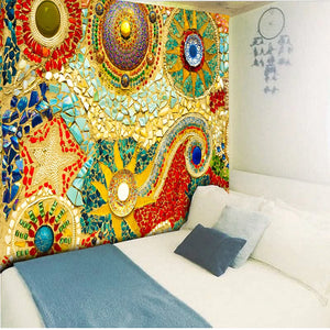 Tapisserie murale indienne en Tissu bohème Mandala, Jade 3D, décoration de maison, tapis mural de fond de salon, couverture Hippie