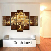 Cargar imagen en el visor de la galería, Excelente artista hecho a mano, pintura al óleo de oro abstracto de alta calidad sobre lienzo, hermosa pintura al óleo abstracta de árbol dorado para pared