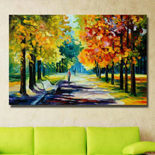 Cargar imagen en el visor de la galería, Free shipping 100% handmade knife Roadside tree Scenery Oil Painting On Canvas Wall Art picture for Room home Decoration
