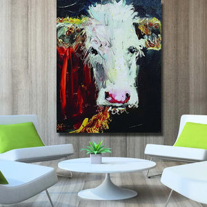 Hot sale handpainted Abstract animal Grazing cow Oil Painting on Canvas Wall art Pictures for Room home Decoration No Frame