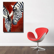 Carica l&#39;immagine nel visualizzatore della Galleria, Quadros handpainted Abstract animal 2 zebras Oil Painting on Canvas Wall art Pictures for Room home Decoration No Frame
