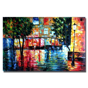 Handpainted Oil Painting On Canvas knife thick oil street view Modern Wall Art picture handmade for Room home Decor no Framed