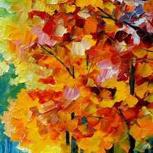 Cargar imagen en el visor de la galería, Free shipping 100% handmade knife Roadside tree Scenery Oil Painting On Canvas Wall Art picture for Room home Decoration