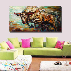 Skilled Artist Handmade High Quality Abstract Running bull Oil Painting on Canvas Abstract Knife bull Painting for Living Room