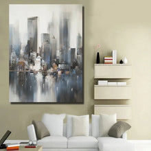Cargar imagen en el visor de la galería, Handpainted Abstract city build Oil Painting On Canvas wall art Pictures For Living Room bed room home Decoration no Framed