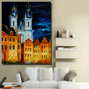 Large size 100% Handpainted Oil Painting On Canvas knife europe build  Wall Art picture for Room home Decoration