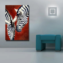 Carica l&#39;immagine nel visualizzatore della Galleria, Quadros handpainted Abstract animal 2 zebras Oil Painting on Canvas Wall art Pictures for Room home Decoration No Frame