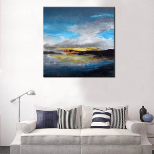 Artist Hand-painted High Quality Modern Abstract Rich and Colorful Oil Painting on Canvas Handmade blue sky Oil Painting