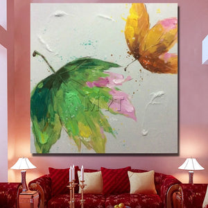 Top Supplier Wholesale High Quality Abstract Autumn leaves Oil Painting On Canvas Handmade Butterfly Painting For Living Room