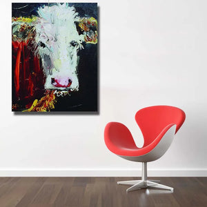 Hot sale handpainted Abstract animal Grazing cow Oil Painting on Canvas Wall art Pictures for Room home Decoration No Frame