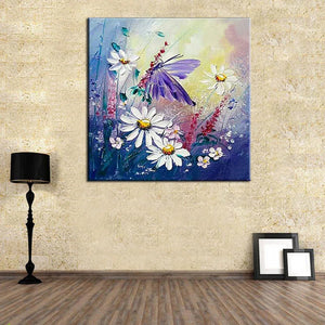 Large Handpainted beautiful butterfly and flowers Oil Painting on Canvas Modern Abstract Home Decor Wall Art Picture Handmade