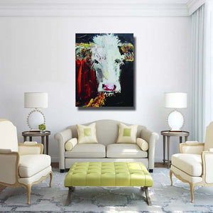 Hot sale handpainted Abstract animal Grazing cow Oil Painting on Canvas Wall art Pictures for Room home Decoration No Frame