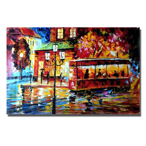 Handpainted Oil Painting On Canvas knife thick oil street view Modern Wall Art picture handmade for Room home Decor no Framed