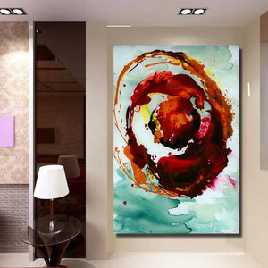 Watercolor Handpainted Abstract Red ink Oil Painting On Canvas wall art Pictures For Living Room home Decoration no Framed